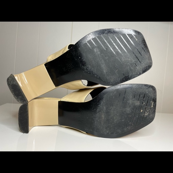 Zara Women Heeled Leather Square Toe Thong Sandals Beige/Nude Size 7 US 38 Euro - Picture 14 of 14